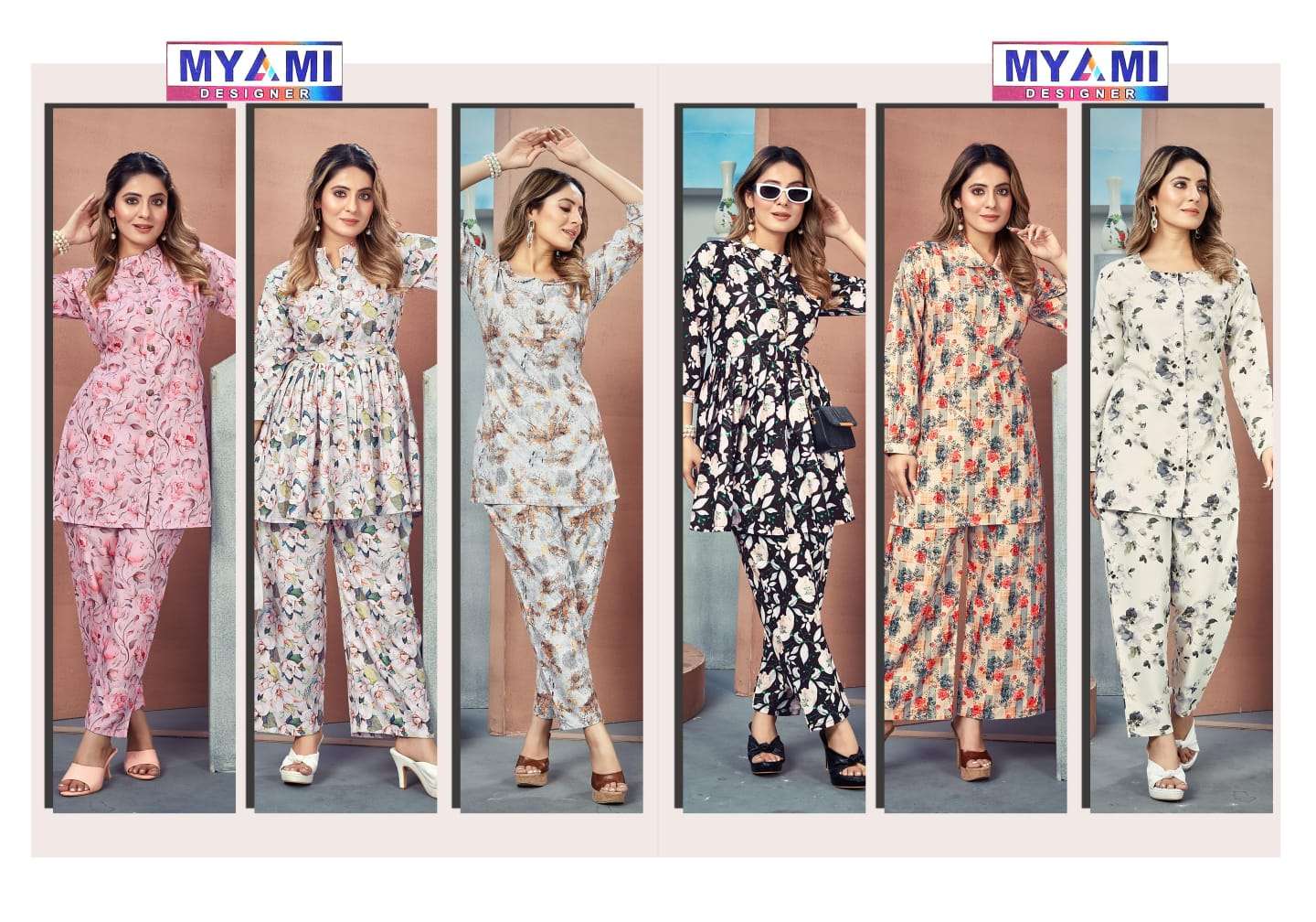 Co-Ord Vol-1 By Myami Designer 1001 To 1006 Series Designer Stylish Fancy Colorful Beautiful Party Wear & Ethnic Wear Collection Rayon Print Co-Ord At Wholesale Price