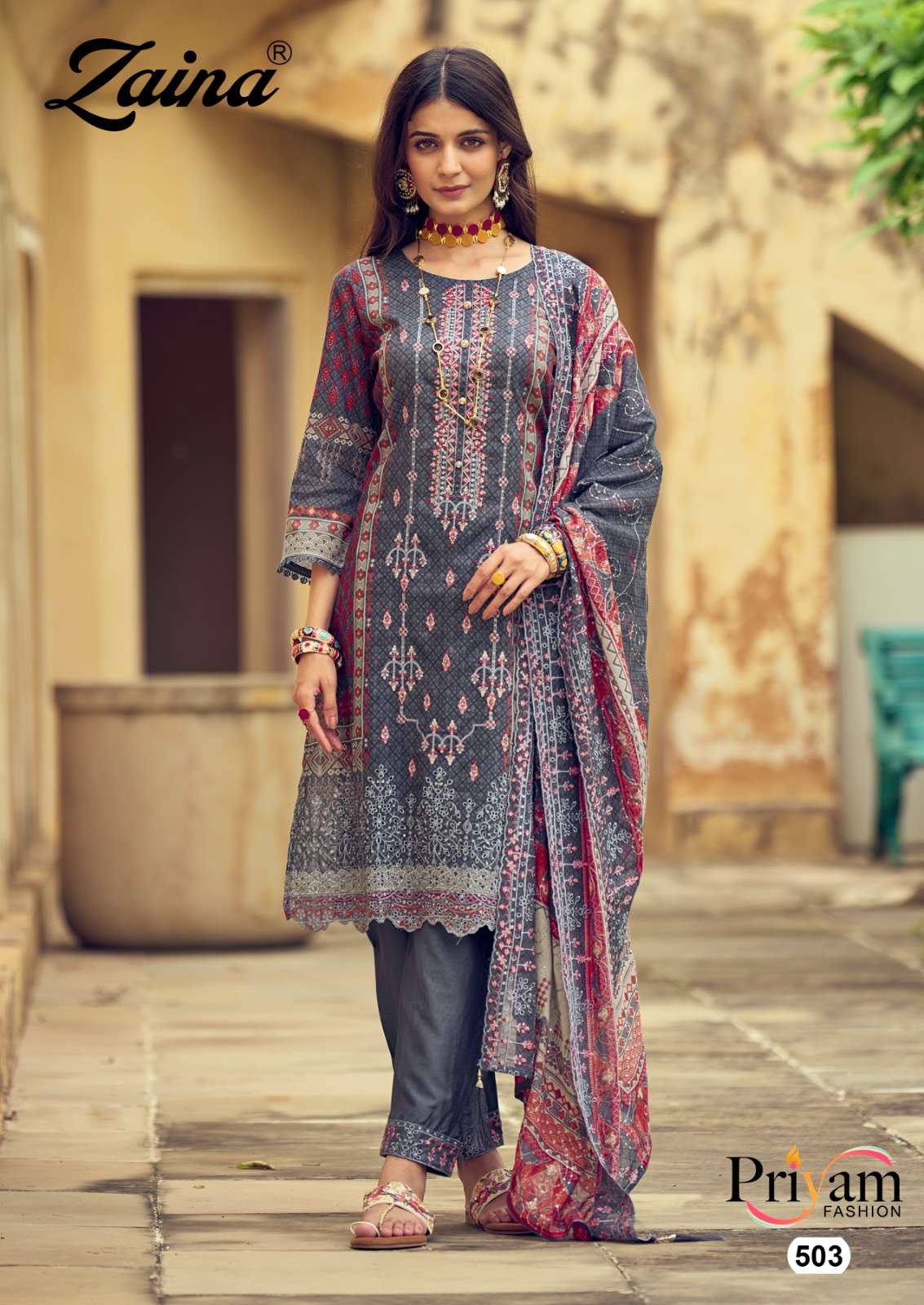 Karachi Print Vol-1 By Priyam 501 To 505 Series Beautiful Pakistani Suits Colorful Stylish Fancy Casual Wear & Ethnic Wear Pure Cambric Lawn Print Dresses At Wholesale Price