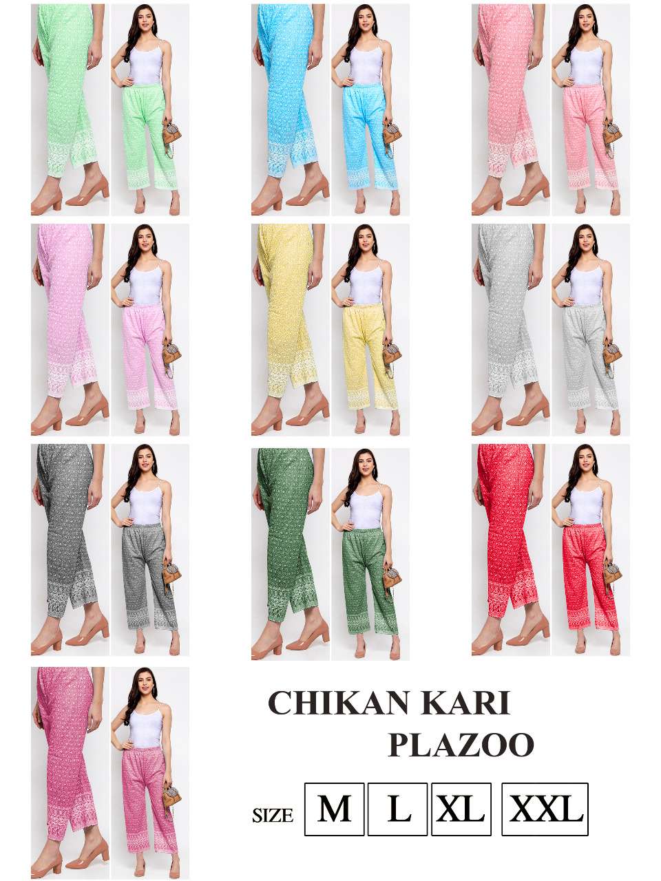 Chikan Kari Plazoo By Kaamiri 01 To 10 Series Stylish Fancy Beautiful Colorful Casual Wear & Ethnic Wear Cotton Palazzo At Wholesale Price