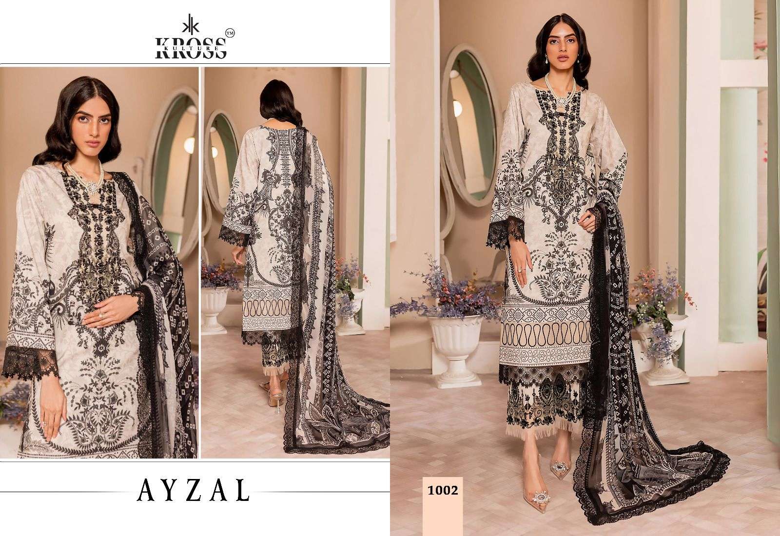 Ayzal By Kross Kulture 1001 To 1004 Series Pakistani Suits Beautiful Fancy Colorful Stylish Party Wear & Occasional Wear Pure Cotton With Embroidery Dresses At Wholesale Price