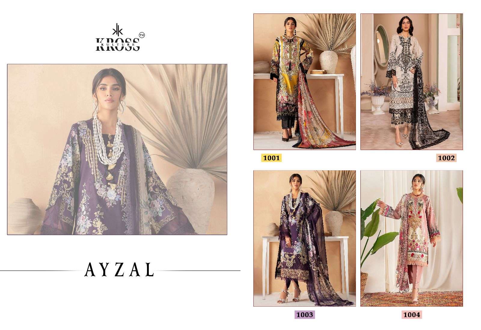 Ayzal By Kross Kulture 1001 To 1004 Series Pakistani Suits Beautiful Fancy Colorful Stylish Party Wear & Occasional Wear Pure Cotton With Embroidery Dresses At Wholesale Price