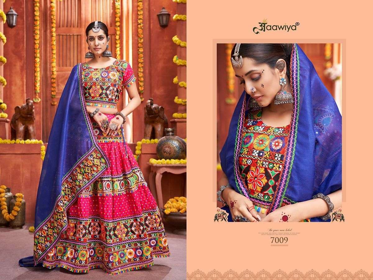 Rajwadi Vol-4 By Aawiya 7005 To 7010 Series Designer Beautiful Navratri Collection Occasional Wear & Party Wear Coton Silk Lehengas At Wholesale Price