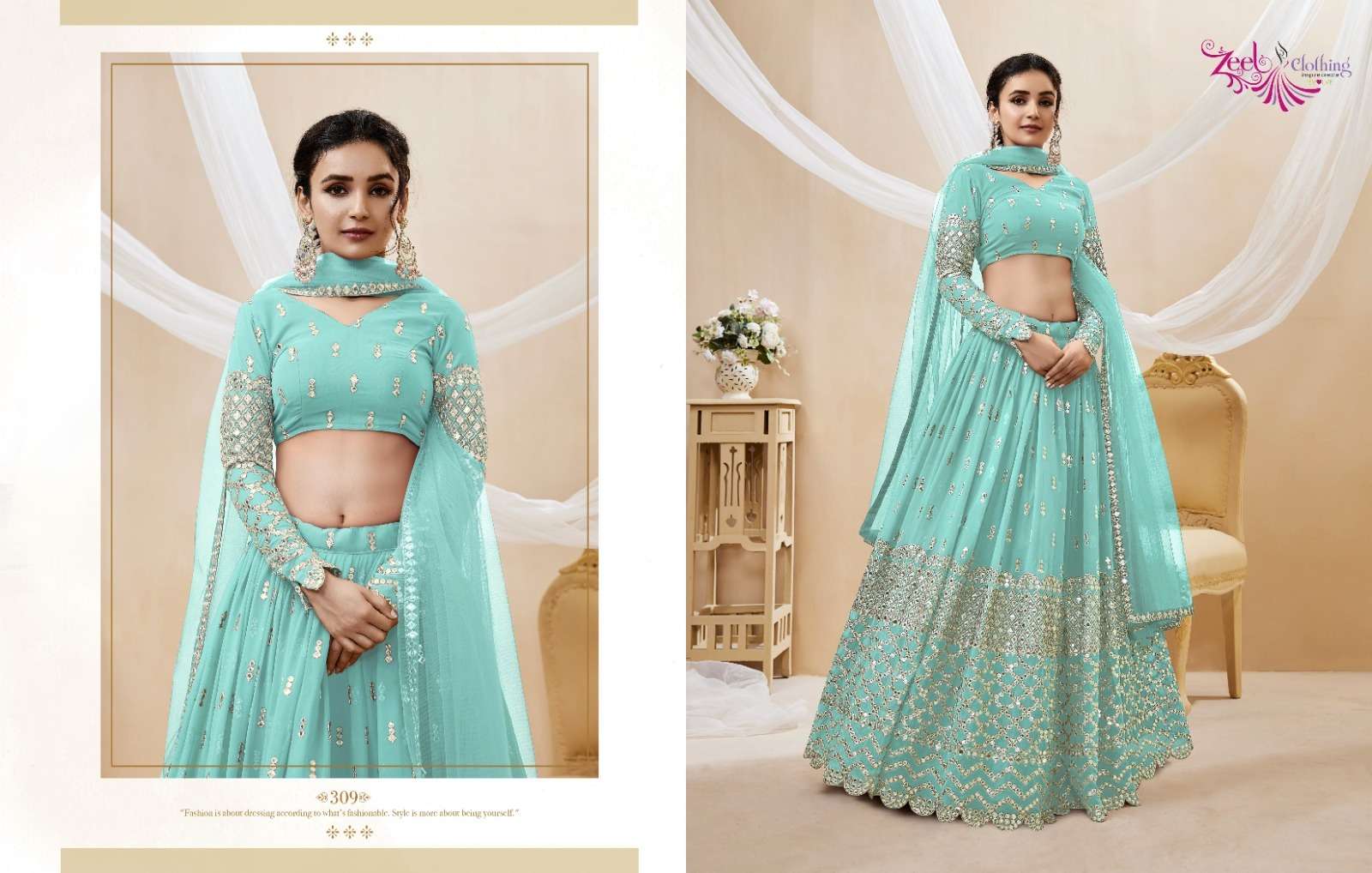 Expression Vol-1 By Zeel Clothing 301 To 311 Series Bridal Wear Collection Beautiful Stylish Colorful Fancy Party Wear & Occasional Wear Georgette Lehengas At Wholesale Price