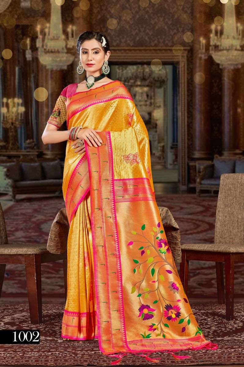 Kamiya Silk By Bunawat 1001 To 1006 Series Indian Traditional Wear Collection Beautiful Stylish Fancy Colorful Party Wear & Occasional Wear Silk Sarees At Wholesale Price
