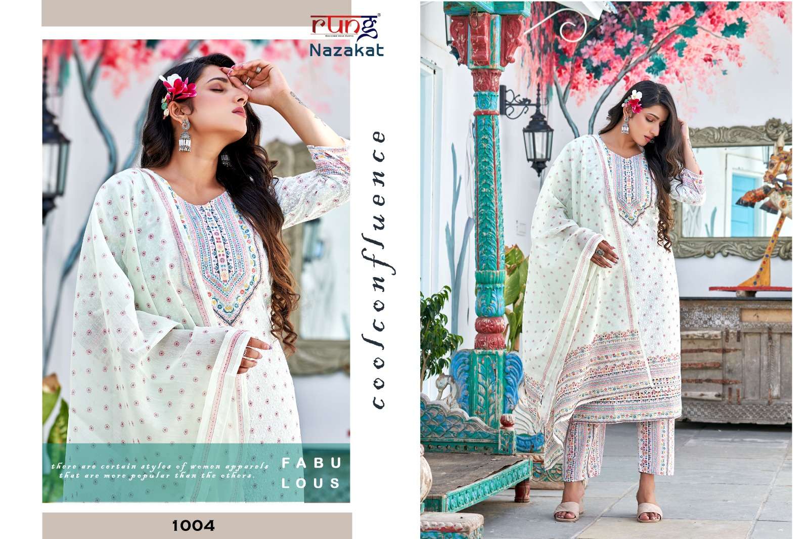 Nazakat By Rung 1001 To 1006 Series Designer Festive Suits Beautiful Stylish Fancy Colorful Party Wear & Occasional Wear Heavy Cotton Embroidered Dresses At Wholesale Price