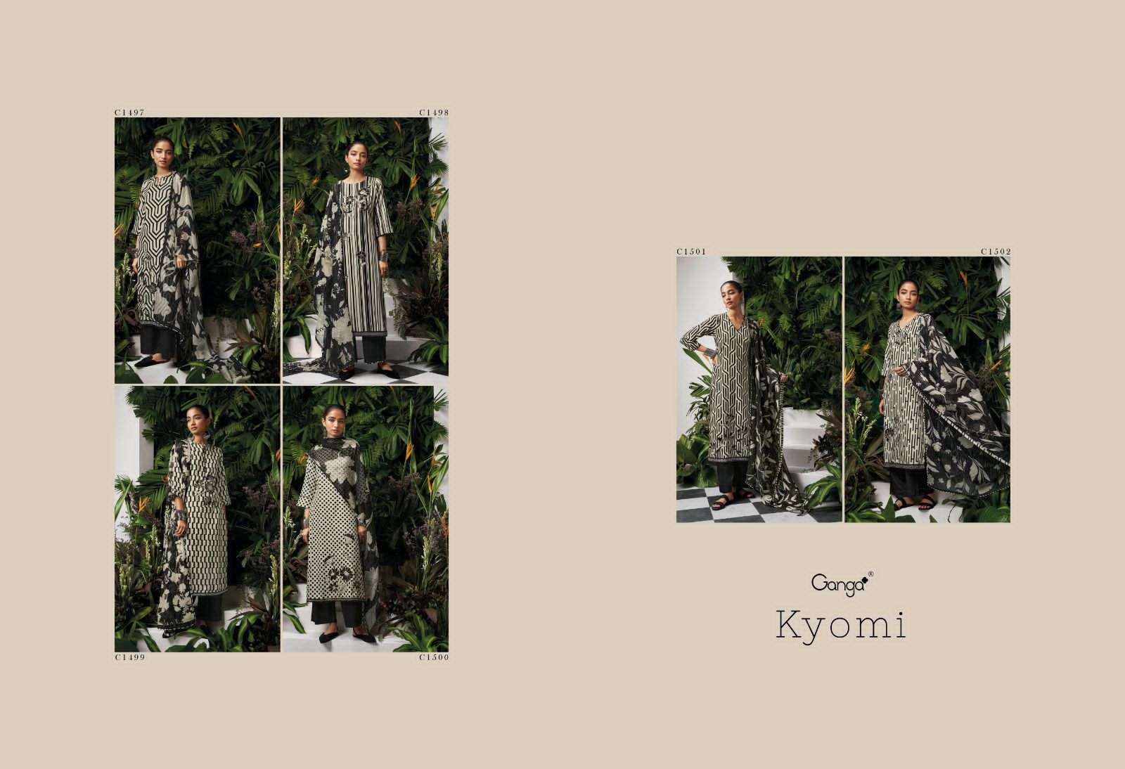 Kyomi  By Ganga Fashion 1497 To 1502 Series Beautiful Stylish Festive Suits Fancy Colorful Casual Wear & Ethnic Wear & Ready To Wear Cotton Silk Dresses At Wholesale Price