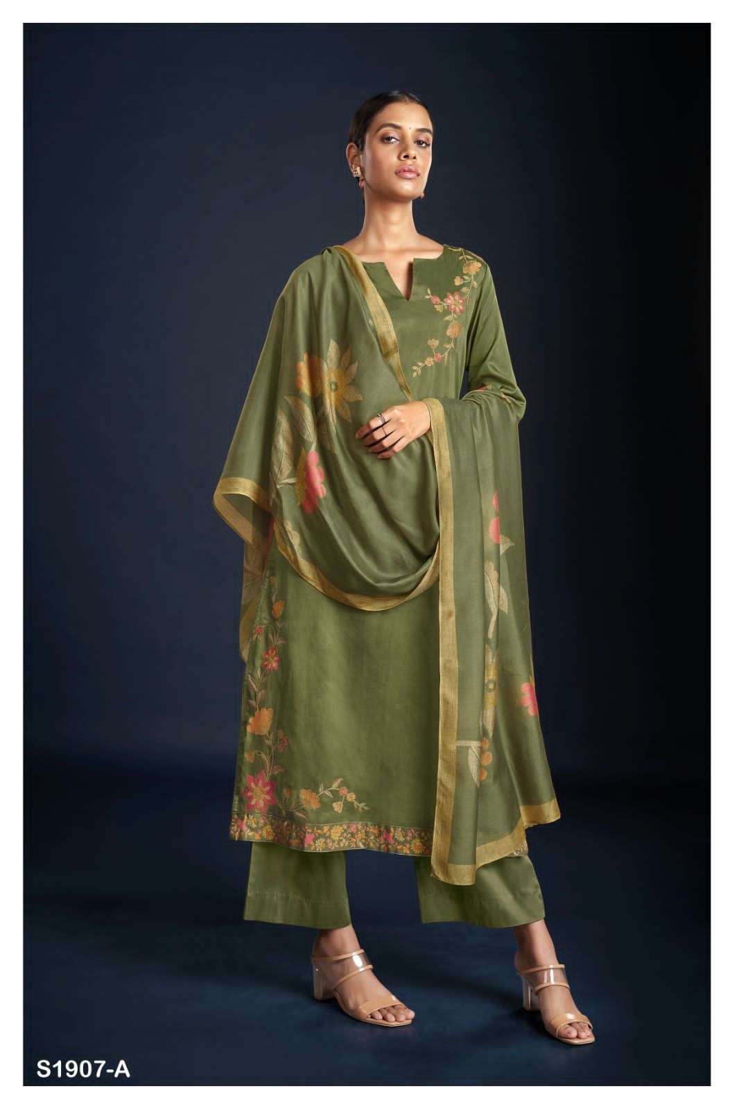 Brielle-1907 By Ganga Fashion 1907-A To 1907-D Series Beautiful Stylish Festive Suits Fancy Colorful Casual Wear & Ethnic Wear & Ready To Wear Cotton Silk Dresses At Wholesale Price