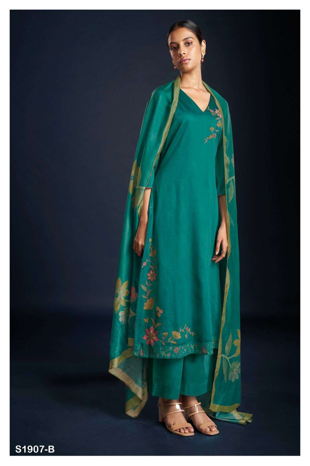Brielle-1907 By Ganga Fashion 1907-A To 1907-D Series Beautiful Stylish Festive Suits Fancy Colorful Casual Wear & Ethnic Wear & Ready To Wear Cotton Silk Dresses At Wholesale Price