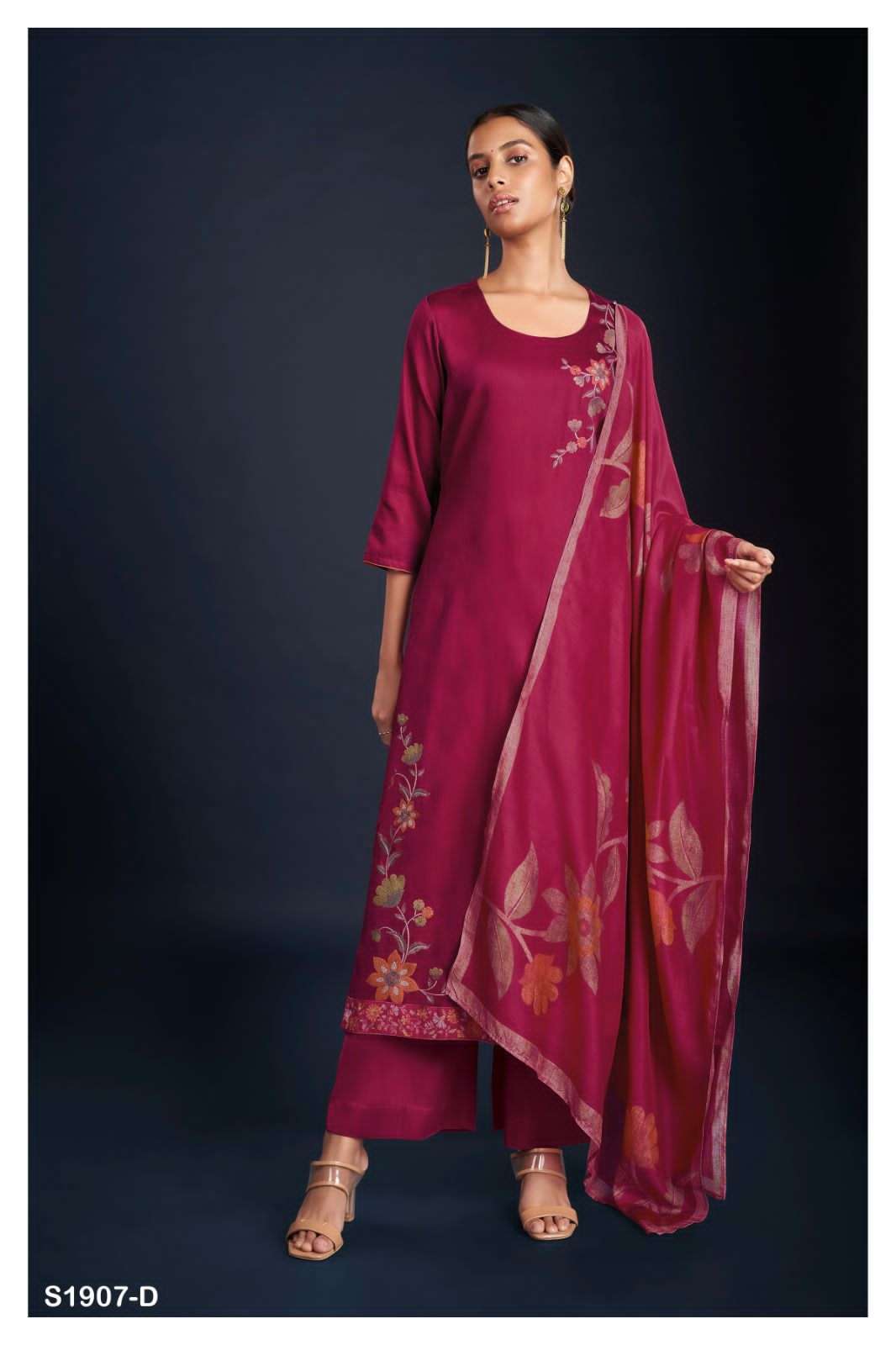 Brielle-1907 By Ganga Fashion 1907-A To 1907-D Series Beautiful Stylish Festive Suits Fancy Colorful Casual Wear & Ethnic Wear & Ready To Wear Cotton Silk Dresses At Wholesale Price