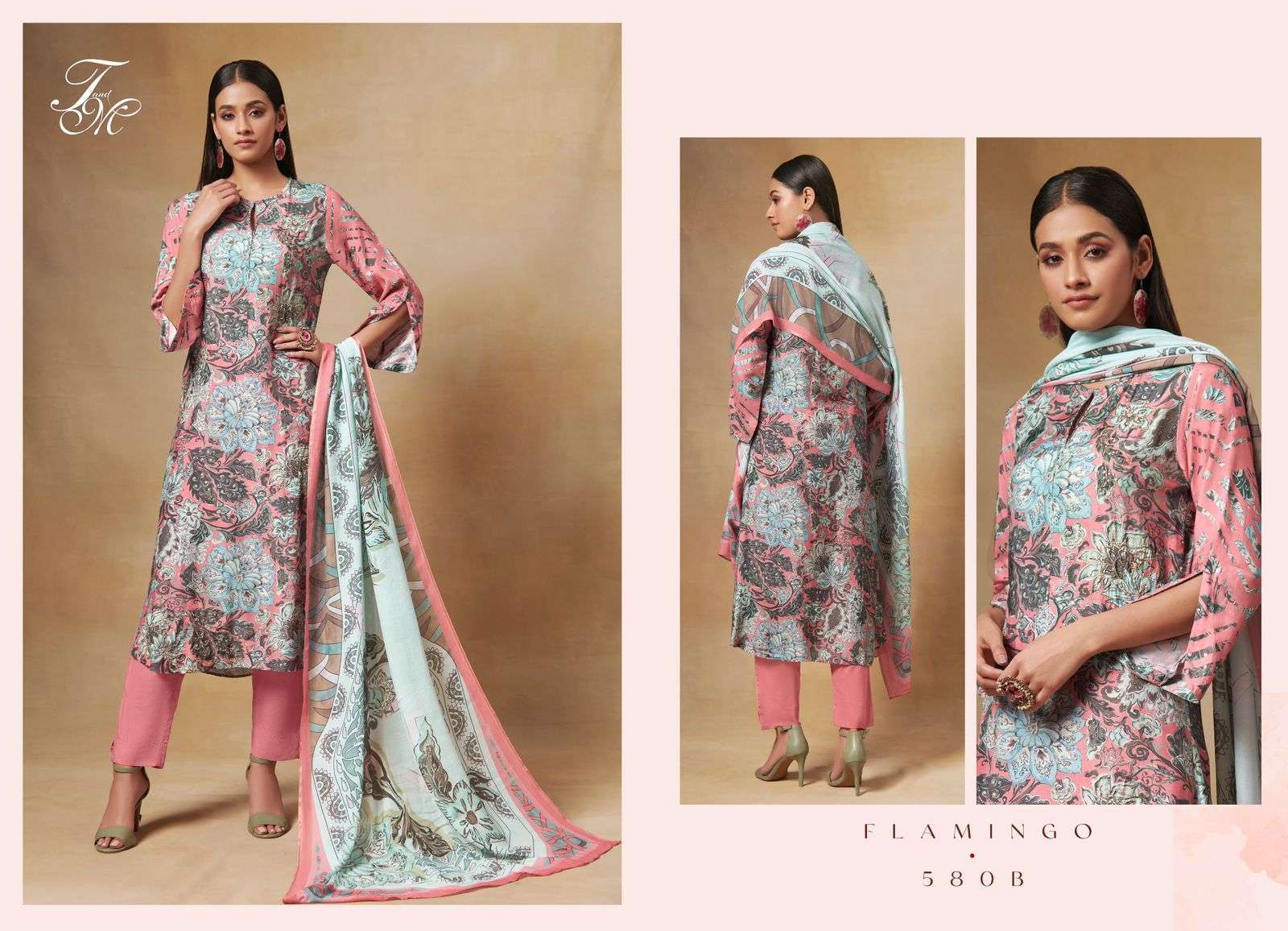 Flamingo By T And M Designer Studio 580-A To 580-B Series Beautiful Suits Colorful Stylish Fancy Casual Wear & Ethnic Wear Silk Digital Print Dresses At Wholesale Price