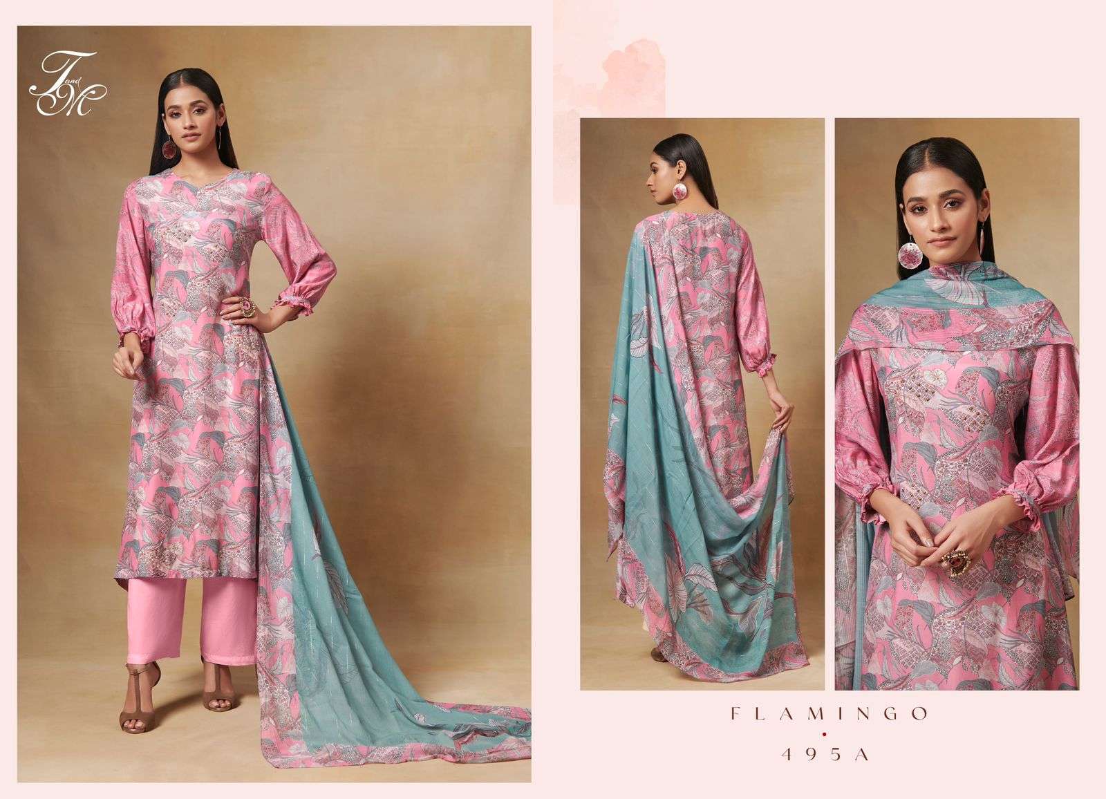 Flamingo-495 By T And M Designer Studio 495-A To 495-B Series Beautiful Suits Colorful Stylish Fancy Casual Wear & Ethnic Wear Silk Digital Print Dresses At Wholesale Price