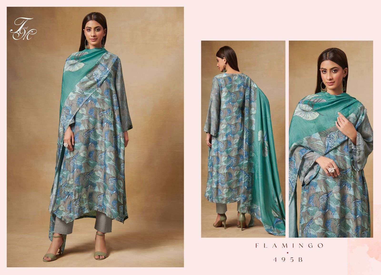 Flamingo-495 By T And M Designer Studio 495-A To 495-B Series Beautiful Suits Colorful Stylish Fancy Casual Wear & Ethnic Wear Silk Digital Print Dresses At Wholesale Price