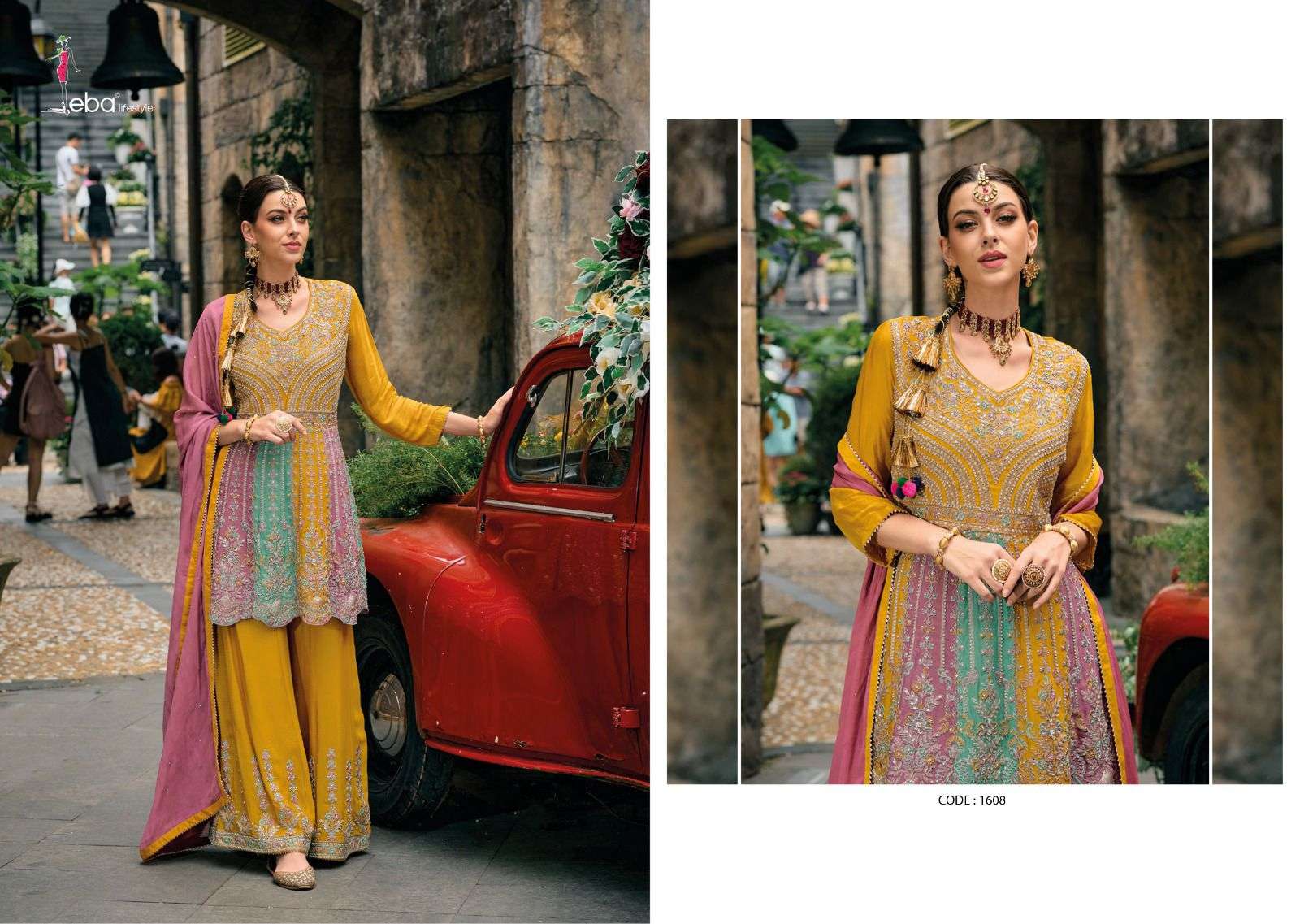 Barbie By Eba Lifestyle 1608 To 1609 Series Beautiful Stylish Festive Suits Fancy Colorful Casual Wear & Ethnic Wear & Ready To Wear Chinnon Embroidered Dresses At Wholesale Price