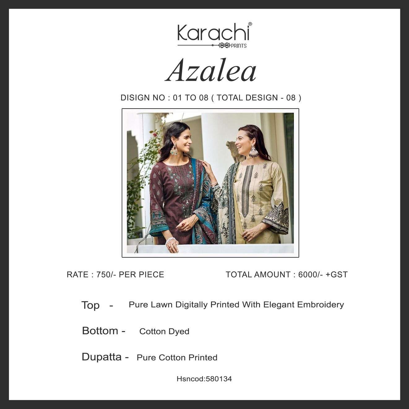 Azalea By Karachi Prints 1001 To 1008 Series Beautiful Stylish Festive Suits Fancy Colorful Casual Wear & Ethnic Wear & Ready To Wear Pure Lawn Print Dresses At Wholesale Price