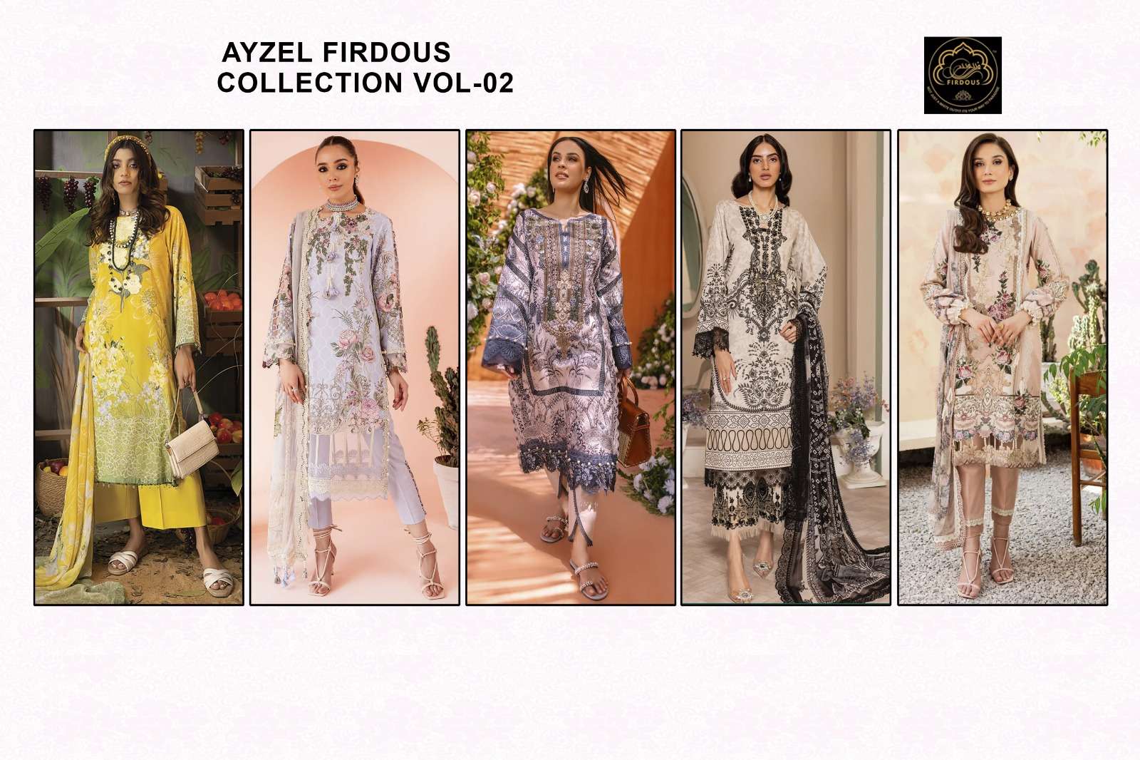 Ayzel Firdous Collection Vol-2 By Firdous 01 To 05 Series Beautiful Stylish Pakistani Suits Fancy Colorful Casual Wear & Ethnic Wear & Ready To Wear Pure Cotton Print With Embroidered Dresses At Wholesale Price