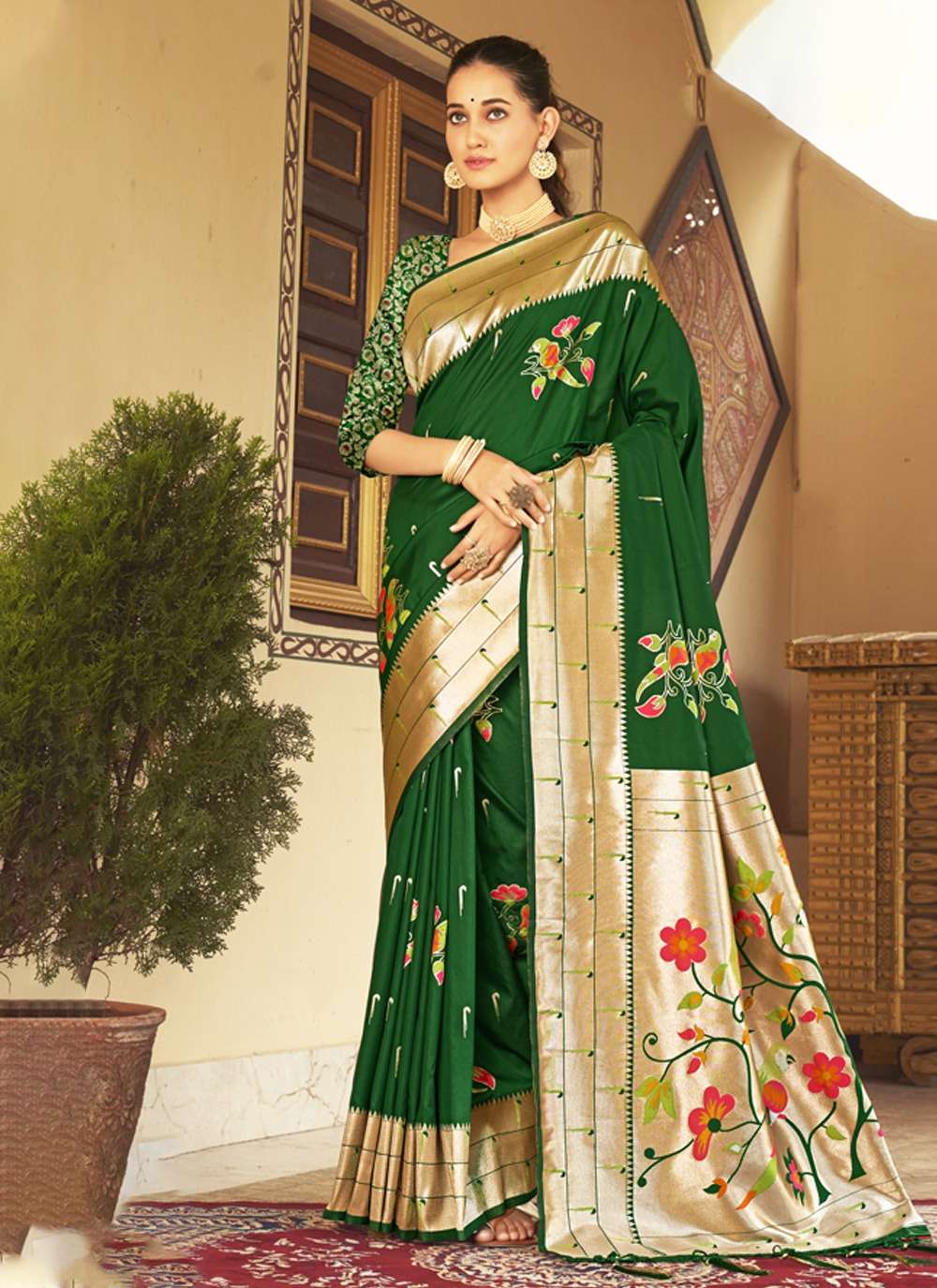 Pushpa By Bunawat 1001 To 1006 Series Indian Traditional Wear Collection Beautiful Stylish Fancy Colorful Party Wear & Occasional Wear Paithani Silk Sarees At Wholesale Price