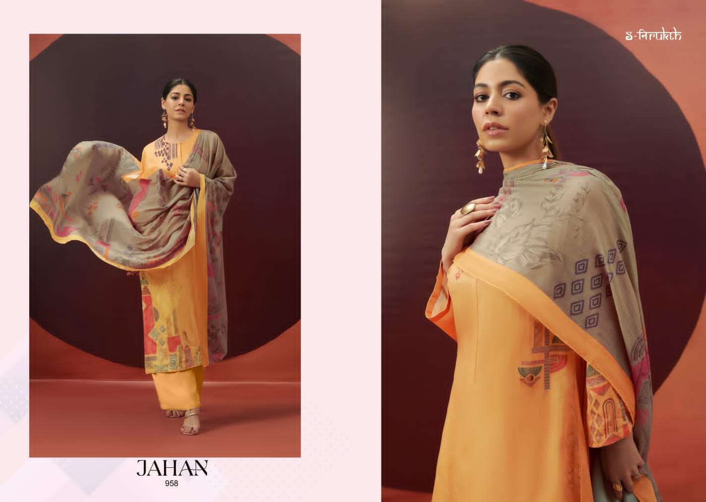 Jahan By S-Nirukth Beautiful Stylish Suits Fancy Colorful Casual Wear & Ethnic Wear & Ready To Wear Cotton Satin Embroidered Dresses At Wholesale Price