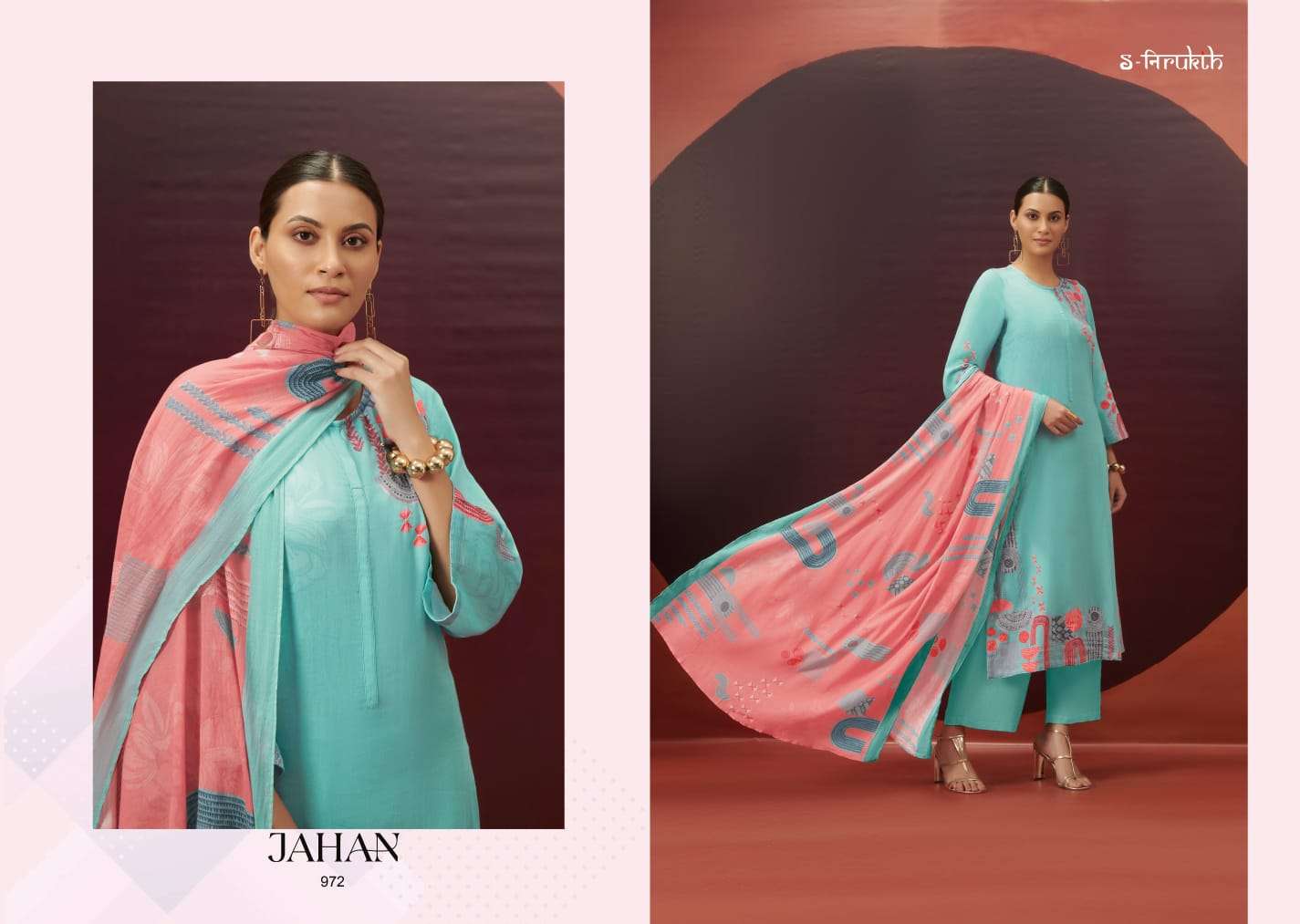 Jahan By S-Nirukth Beautiful Stylish Suits Fancy Colorful Casual Wear & Ethnic Wear & Ready To Wear Cotton Satin Embroidered Dresses At Wholesale Price