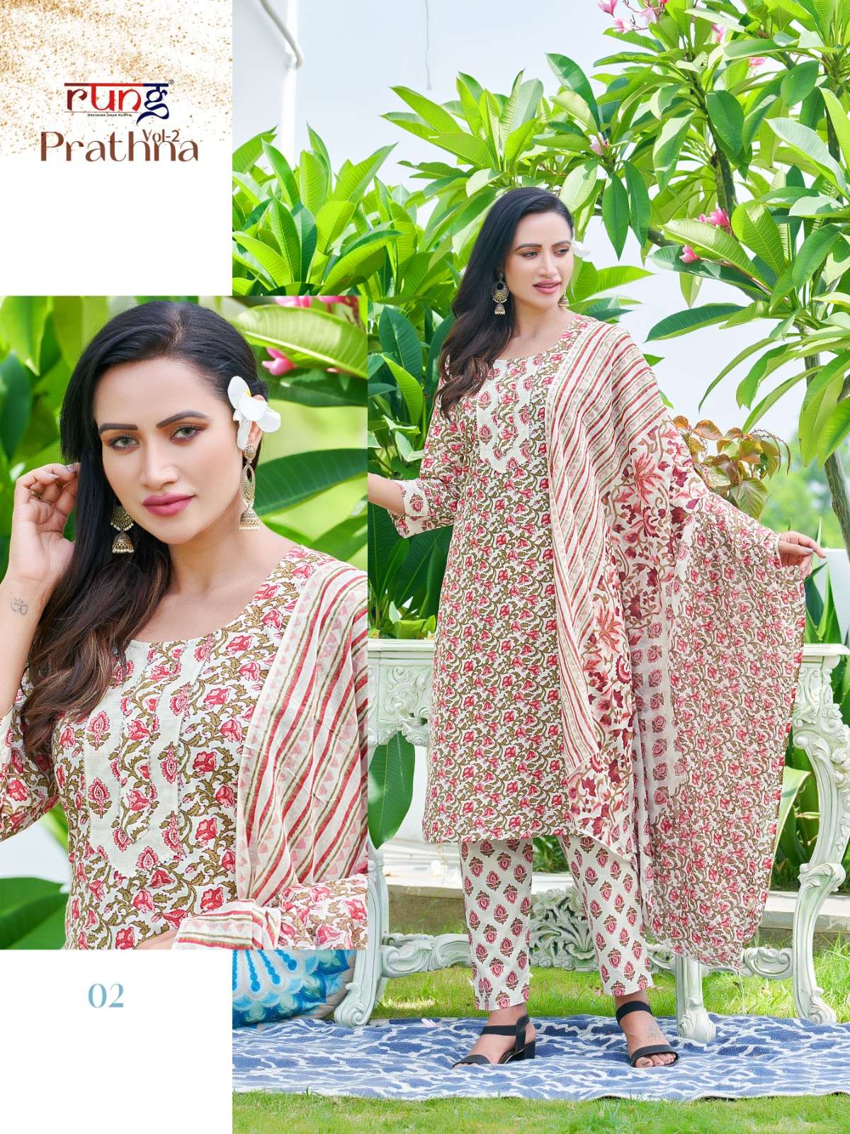 Prathna Vol-2 By Rung 01 To 08 Series Beautiful Stylish Festive Suits Fancy Colorful Casual Wear & Ethnic Wear & Ready To Wear Heavy Cotton Print Dresses At Wholesale Price