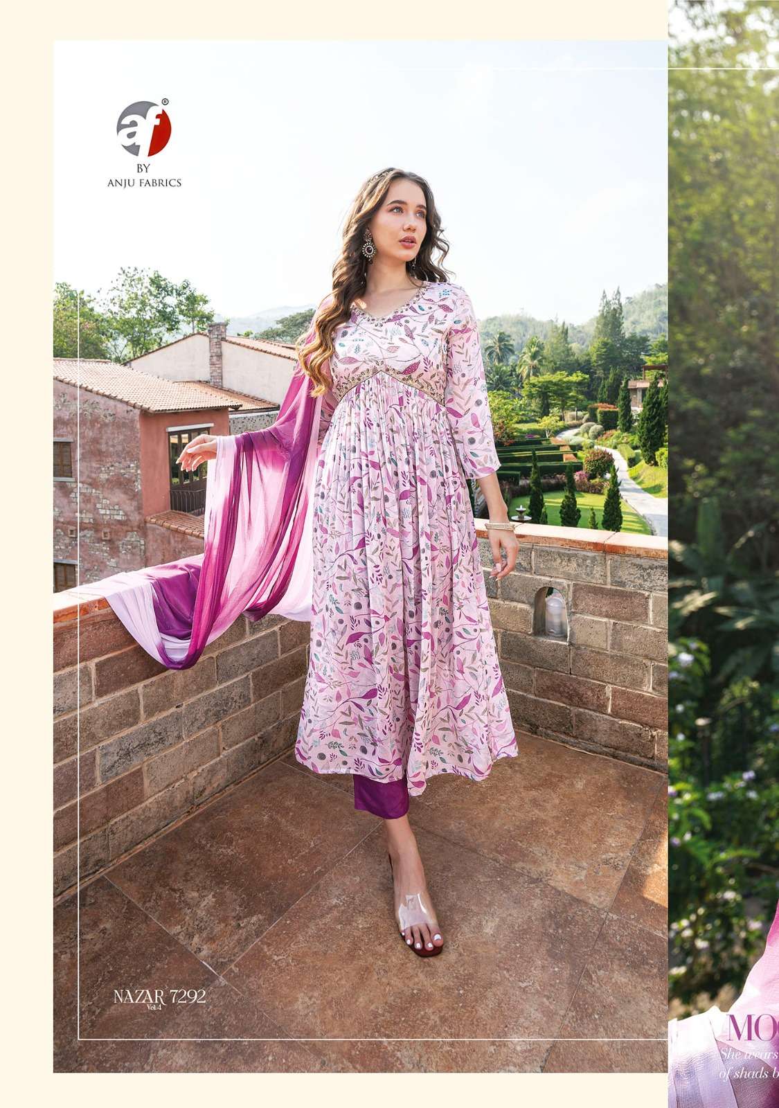 Nazar Vol-4 By Anju Fabrics 7291 To 7296 Series Beautiful Stylish Festive Suits Fancy Colorful Casual Wear & Ethnic Wear & Ready To Wear Pure Chinnon Print Dresses At Wholesale Price