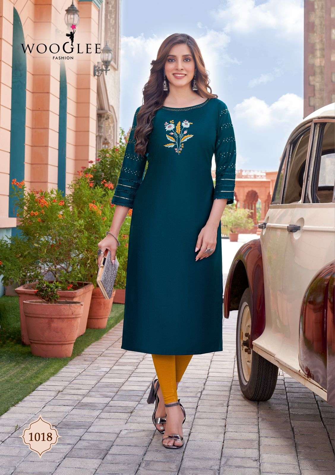 Maryam Vol-2 By Wooglee 1014 To 1019 Series Beautiful Stylish Fancy Colorful Casual Wear & Ethnic Wear Viscose Cotton With Work Kurtis At Wholesale Price
