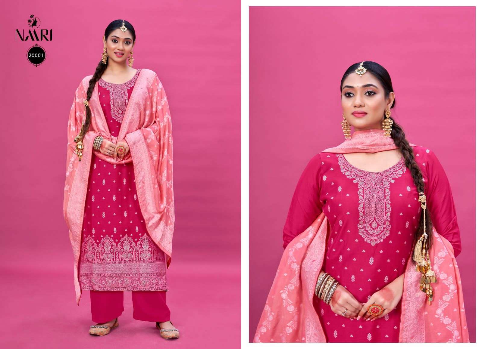 Afroz By Naari 20001 To 20004 Series Beautiful Stylish Festive Suits Fancy Colorful Casual Wear & Ethnic Wear & Ready To Wear Pure Viscose Muslin Jacquard Dresses At Wholesale Price