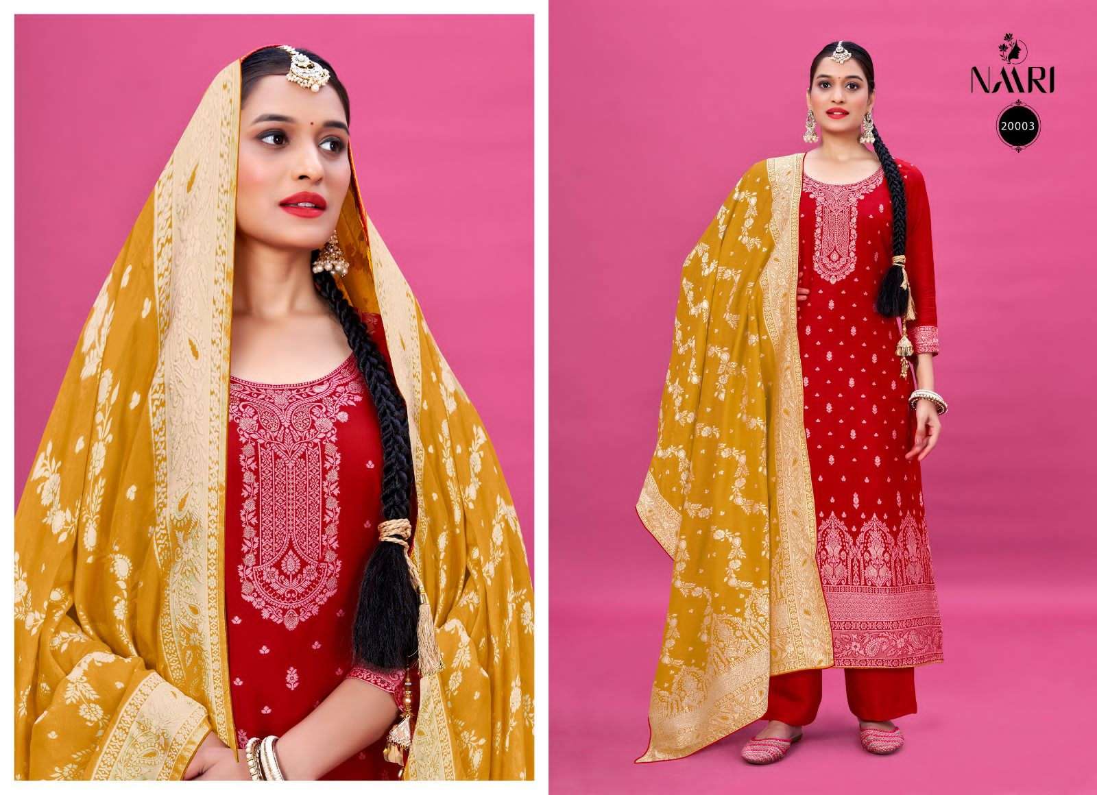 Afroz By Naari 20001 To 20004 Series Beautiful Stylish Festive Suits Fancy Colorful Casual Wear & Ethnic Wear & Ready To Wear Pure Viscose Muslin Jacquard Dresses At Wholesale Price