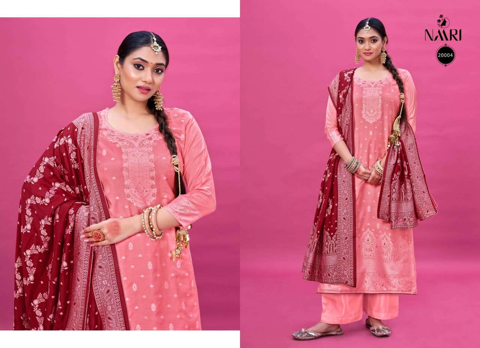 Afroz By Naari 20001 To 20004 Series Beautiful Stylish Festive Suits Fancy Colorful Casual Wear & Ethnic Wear & Ready To Wear Pure Viscose Muslin Jacquard Dresses At Wholesale Price