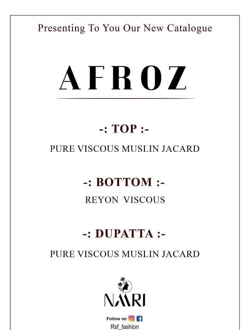 Afroz By Naari 20001 To 20004 Series Beautiful Stylish Festive Suits Fancy Colorful Casual Wear & Ethnic Wear & Ready To Wear Pure Viscose Muslin Jacquard Dresses At Wholesale Price