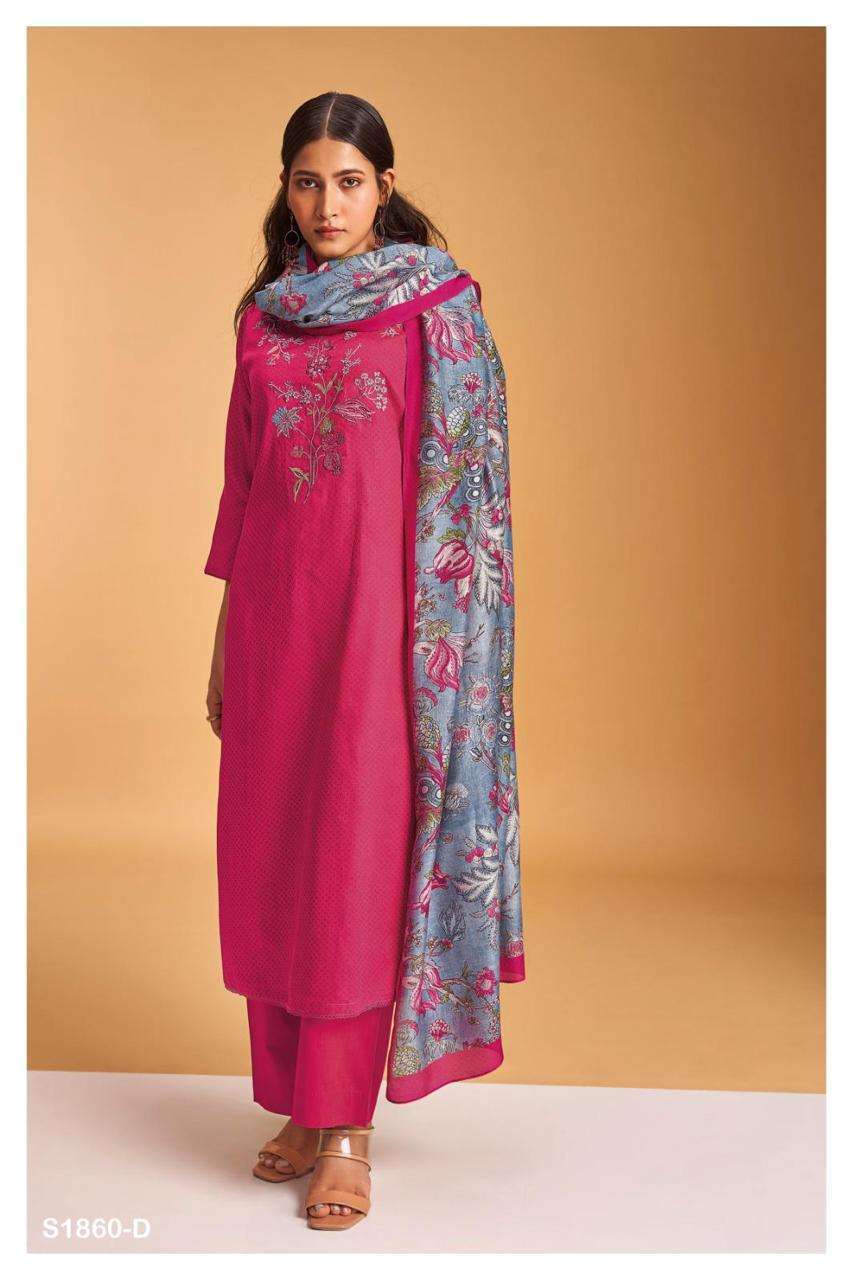 Noble-1860 By Ganga Fashion 1860-A To 1860-D Series Beautiful Stylish Festive Suits Fancy Colorful Casual Wear & Ethnic Wear & Ready To Wear Premium Cotton Silk Print Dresses At Wholesale Price