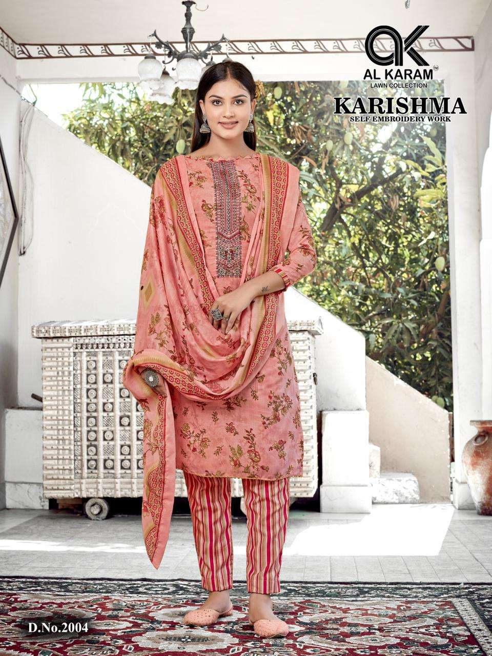 Karishma By Al Karam Lawn Collection 2001 To 2008 Series Beautiful Stylish Festive Suits Fancy Colorful Casual Wear & Ethnic Wear & Ready To Wear Semi Lawn Embroidered Dresses At Wholesale Price