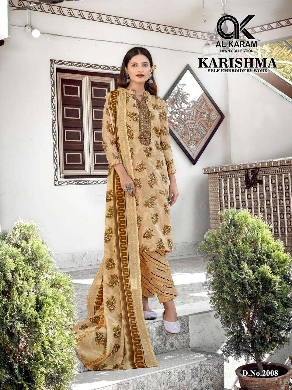 Karishma By Al Karam Lawn Collection 2001 To 2008 Series Beautiful Stylish Festive Suits Fancy Colorful Casual Wear & Ethnic Wear & Ready To Wear Semi Lawn Embroidered Dresses At Wholesale Price