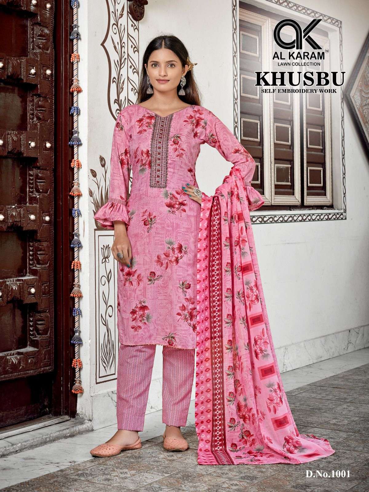 Khusbu By Al Karam Lawn Collection 1001 To 1008 Series Beautiful Stylish Festive Suits Fancy Colorful Casual Wear & Ethnic Wear & Ready To Wear Semi Lawn Embroidered Dresses At Wholesale Price
