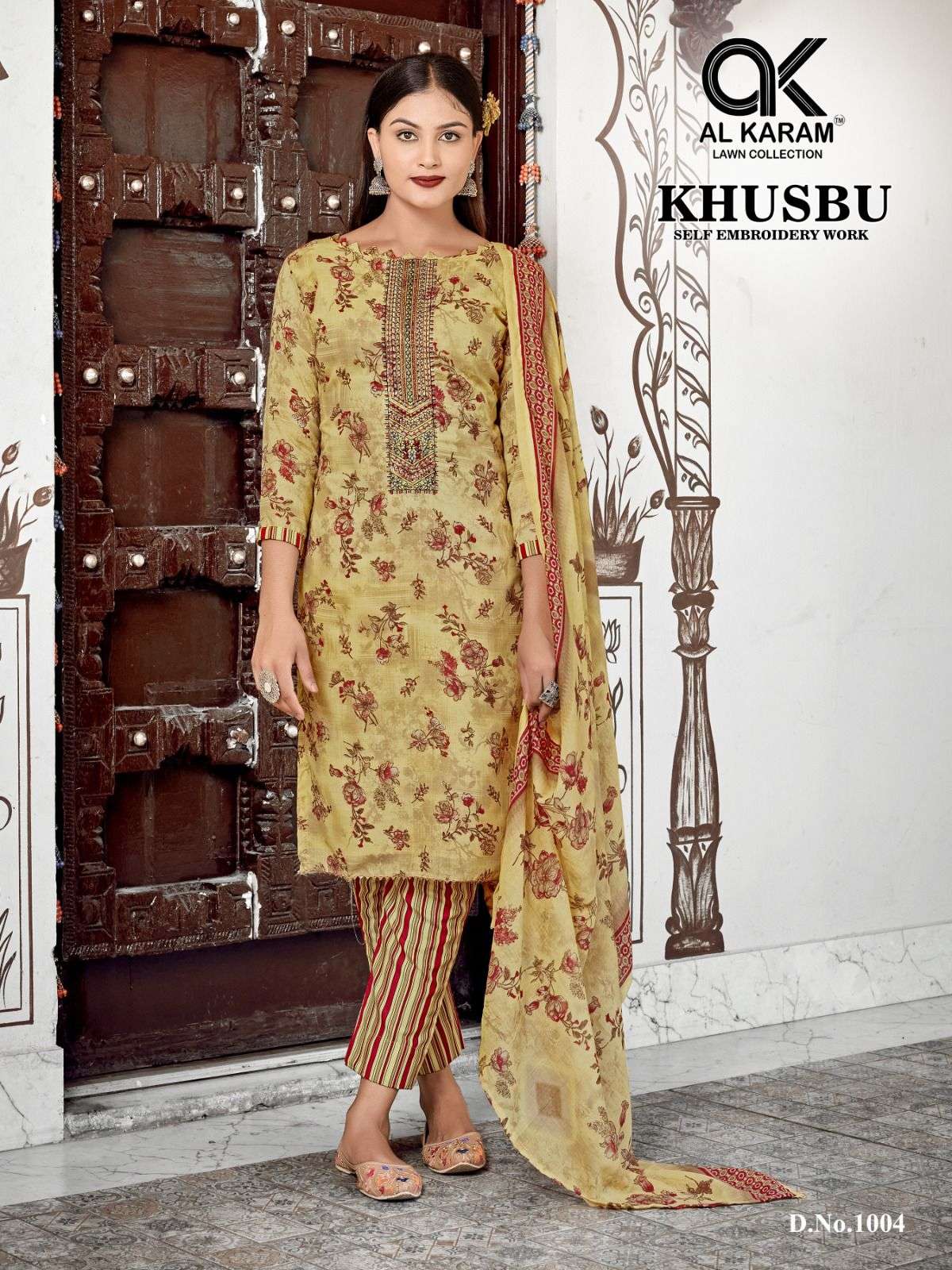 Khusbu By Al Karam Lawn Collection 1001 To 1008 Series Beautiful Stylish Festive Suits Fancy Colorful Casual Wear & Ethnic Wear & Ready To Wear Semi Lawn Embroidered Dresses At Wholesale Price