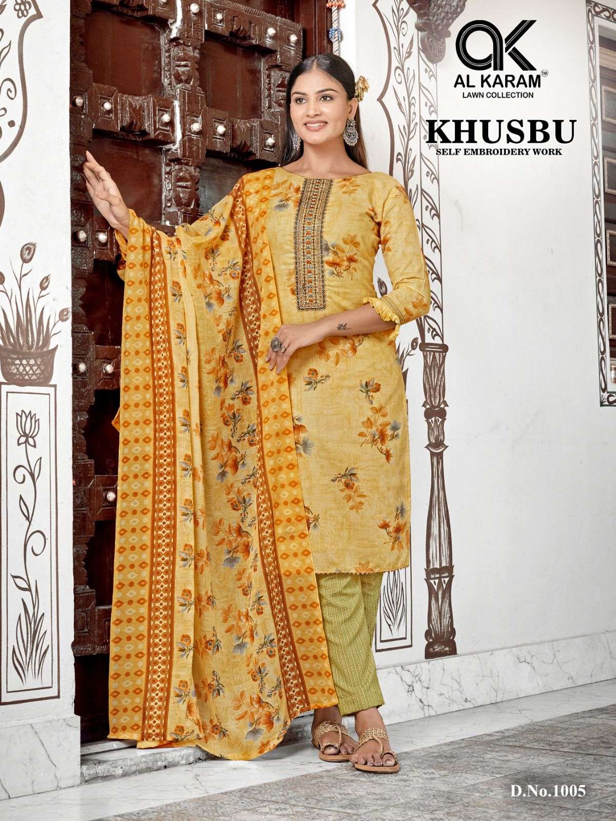 Khusbu By Al Karam Lawn Collection 1001 To 1008 Series Beautiful Stylish Festive Suits Fancy Colorful Casual Wear & Ethnic Wear & Ready To Wear Semi Lawn Embroidered Dresses At Wholesale Price