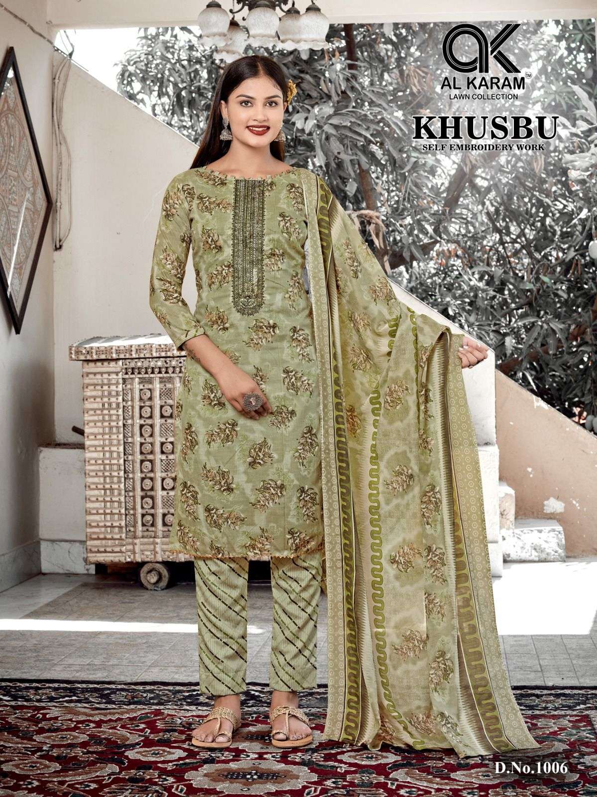 Khusbu By Al Karam Lawn Collection 1001 To 1008 Series Beautiful Stylish Festive Suits Fancy Colorful Casual Wear & Ethnic Wear & Ready To Wear Semi Lawn Embroidered Dresses At Wholesale Price