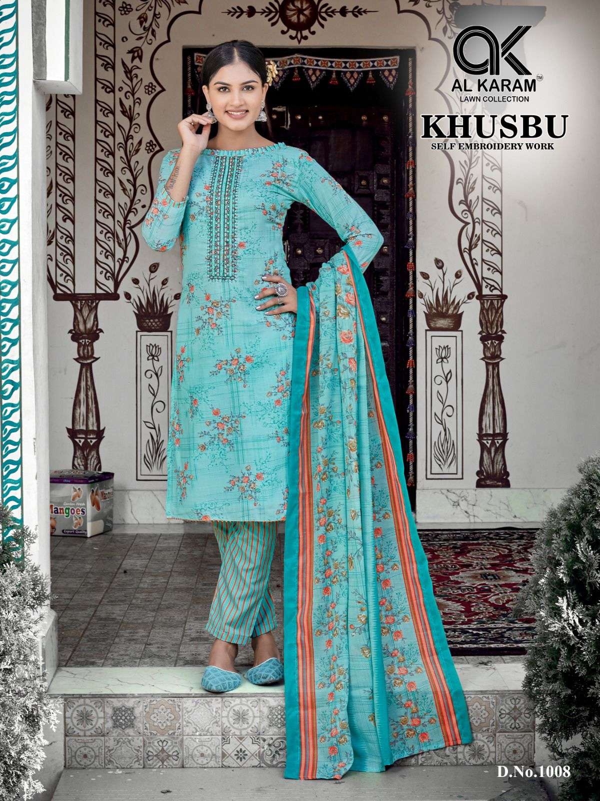 Khusbu By Al Karam Lawn Collection 1001 To 1008 Series Beautiful Stylish Festive Suits Fancy Colorful Casual Wear & Ethnic Wear & Ready To Wear Semi Lawn Embroidered Dresses At Wholesale Price