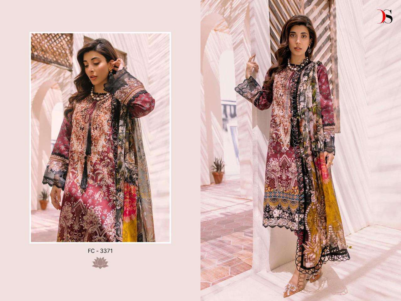 Firdous Classic Lawn-23 By Deepsy Suits 3371 To 3376 Series Beautiful Pakistani Suits Colorful Stylish Fancy Casual Wear & Ethnic Wear Pure Cotton Print With Work Dresses At Wholesale Price