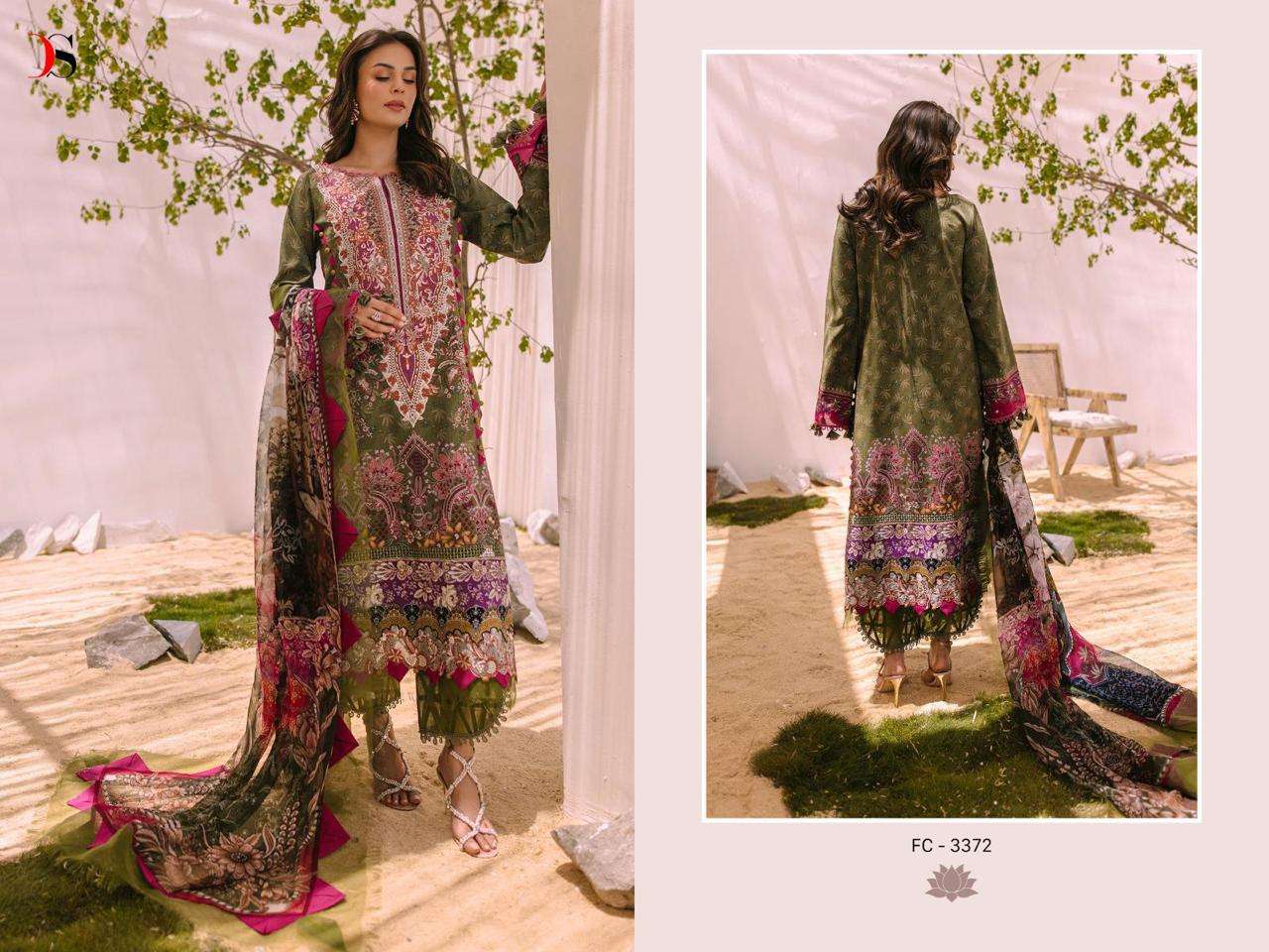 Firdous Classic Lawn-23 By Deepsy Suits 3371 To 3376 Series Beautiful Pakistani Suits Colorful Stylish Fancy Casual Wear & Ethnic Wear Pure Cotton Print With Work Dresses At Wholesale Price