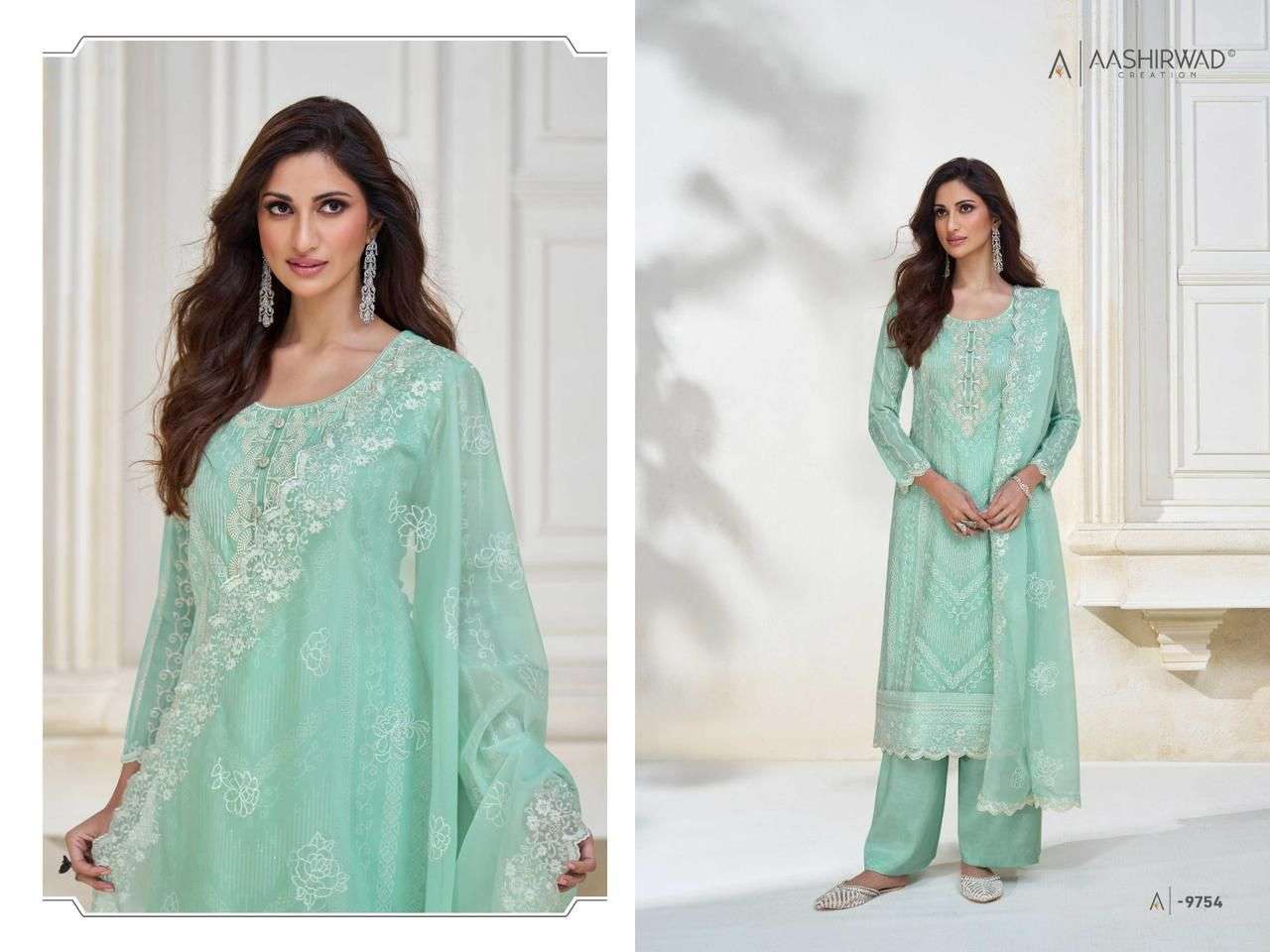 Pestal By Aashirwad Creation 9753 To 9756 Series Beautiful Festive Suits Colorful Stylish Fancy Casual Wear & Ethnic Wear Organza Silk Dresses At Wholesale Price