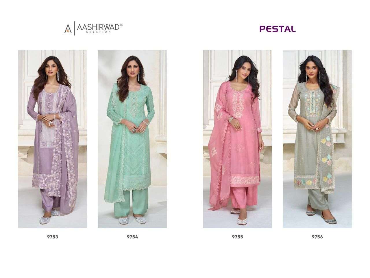 Pestal By Aashirwad Creation 9753 To 9756 Series Beautiful Festive Suits Colorful Stylish Fancy Casual Wear & Ethnic Wear Organza Silk Dresses At Wholesale Price
