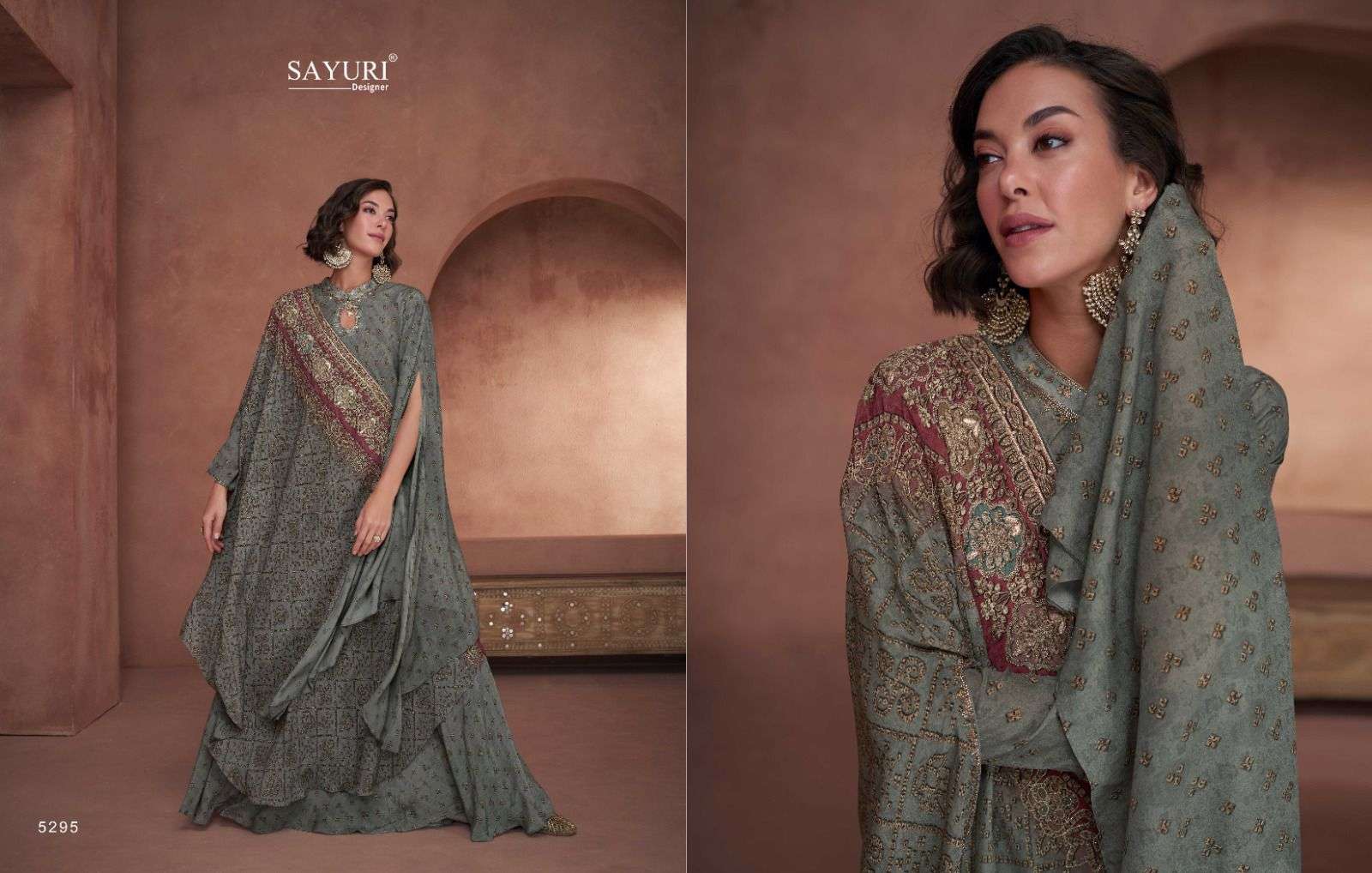 Utsav By Sayuri 5292 To 5295 Series Beautiful Stylish Fancy Colorful Casual Wear & Ethnic Wear Georgette Foil Tops With Palazzo At Wholesale Price