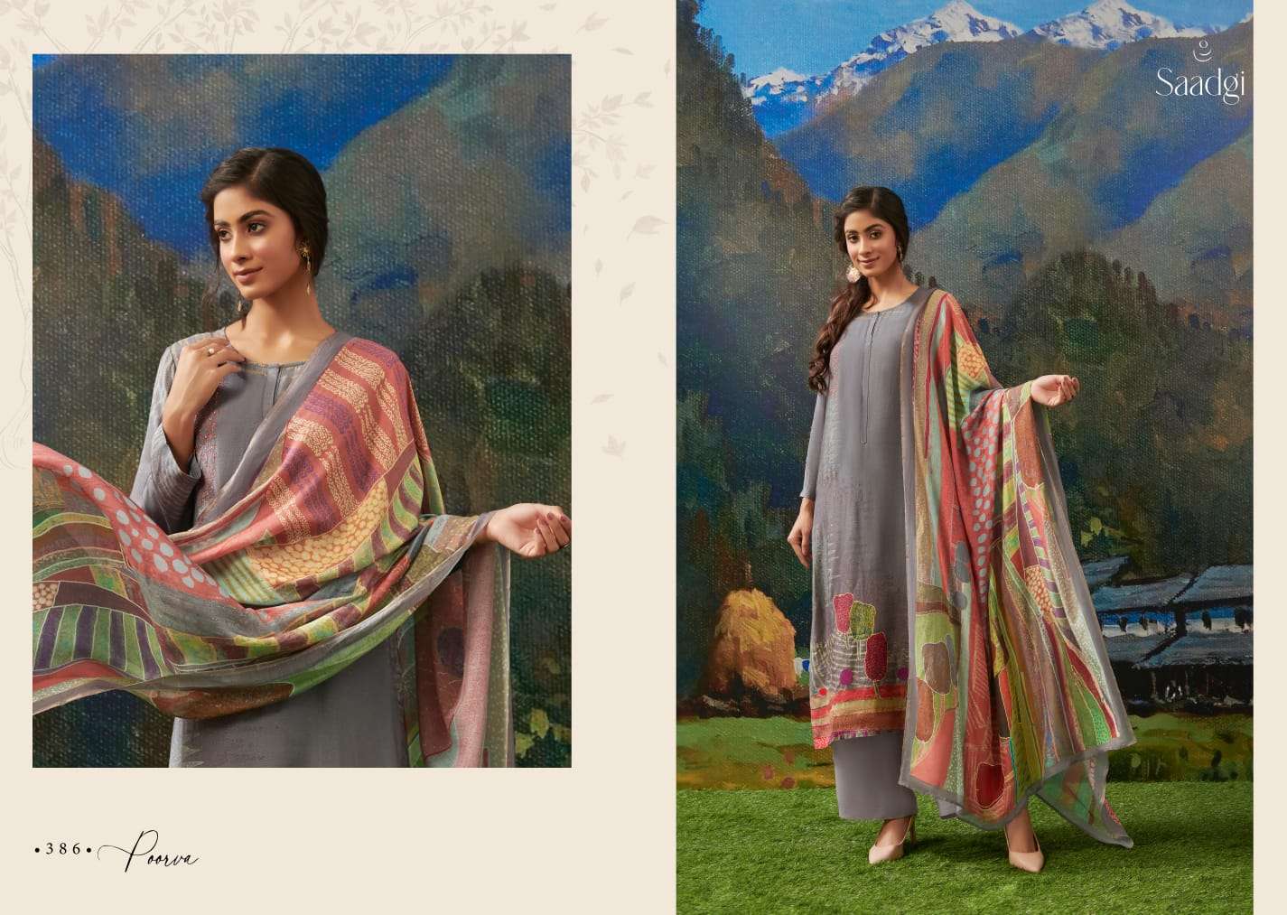 Poorva By Saadgi Beautiful Stylish Festive Suits Fancy Colorful Casual Wear & Ethnic Wear & Ready To Wear Pure Silk Digital Print Dresses At Wholesale Price