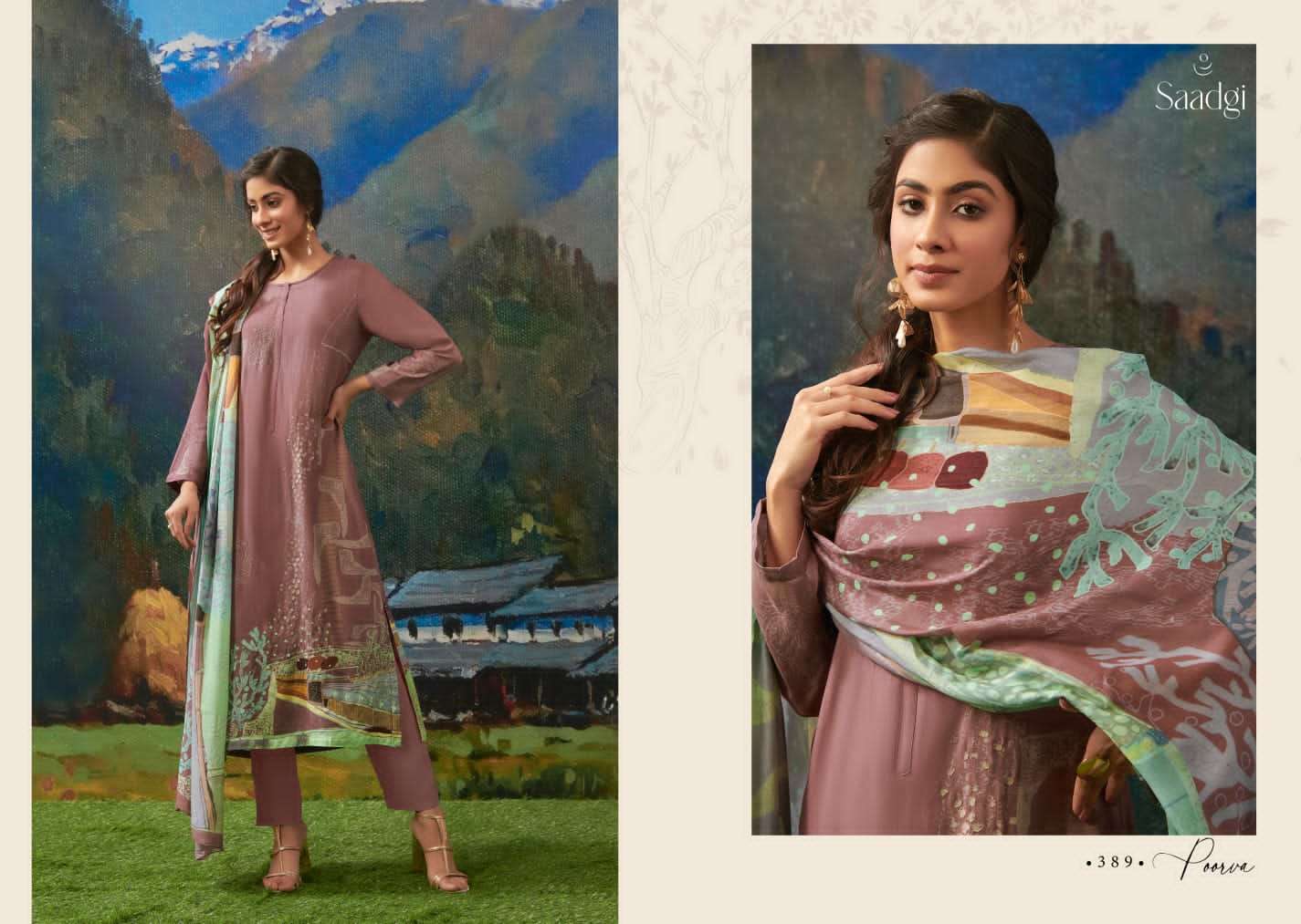 Poorva By Saadgi Beautiful Stylish Festive Suits Fancy Colorful Casual Wear & Ethnic Wear & Ready To Wear Pure Silk Digital Print Dresses At Wholesale Price