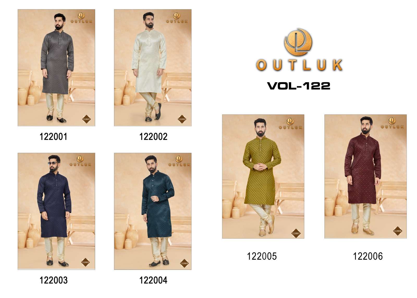 Outluk Vol-122 By Fashid Wholesale 122001 To 122006 Series Beautiful Colorful Stylish Fancy Casual Wear & Ethnic Wear & Ready To Wear Jacquard Kurtas With Pajamas At Wholesale Price
