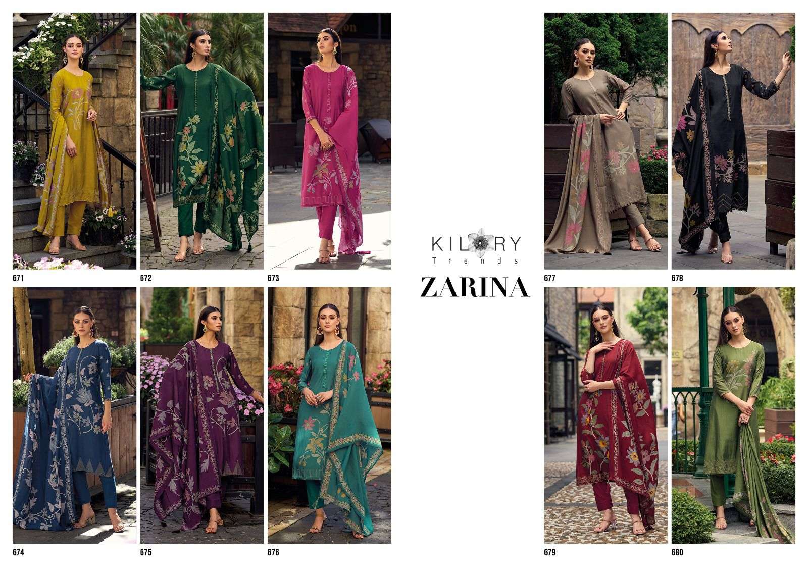 Zarina By Kilory 671 To 680 Series Beautiful Pakistani Suits Colorful Stylish Fancy Casual Wear & Ethnic Wear Pure Muslin Digital Print Dresses At Wholesale Price