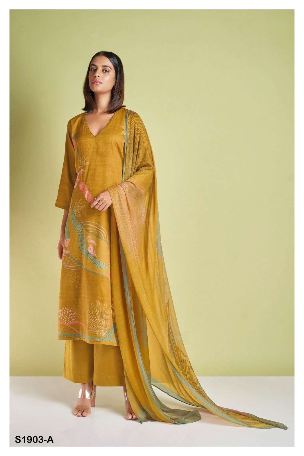 Valencia-1903 By Ganga Fashion 1903-A To 1903-D Series Beautiful Stylish Festive Suits Fancy Colorful Casual Wear & Ethnic Wear & Ready To Wear Cotton Silk Embroidered Dresses At Wholesale Price