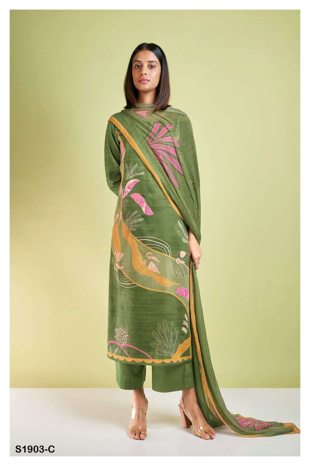 Valencia-1903 By Ganga Fashion 1903-A To 1903-D Series Beautiful Stylish Festive Suits Fancy Colorful Casual Wear & Ethnic Wear & Ready To Wear Cotton Silk Embroidered Dresses At Wholesale Price