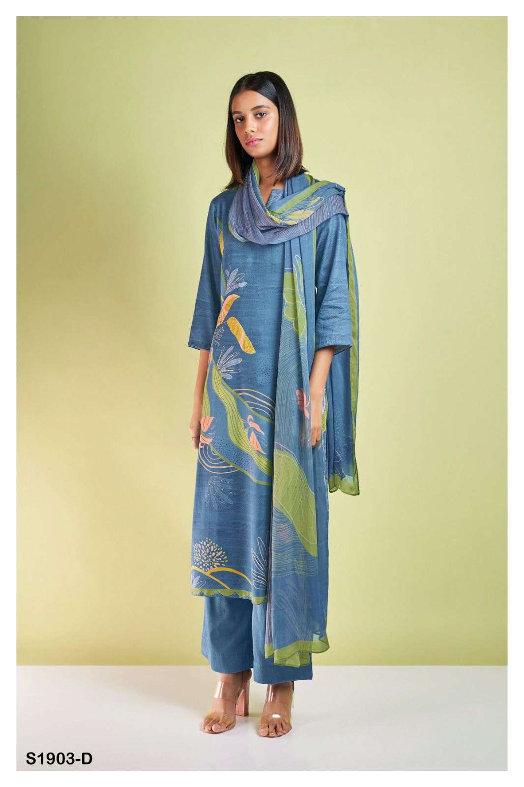 Valencia-1903 By Ganga Fashion 1903-A To 1903-D Series Beautiful Stylish Festive Suits Fancy Colorful Casual Wear & Ethnic Wear & Ready To Wear Cotton Silk Embroidered Dresses At Wholesale Price