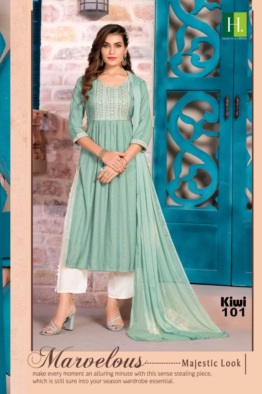 Kiwi By Hirwa 101 To 106 Series Beautiful Festive Suits Colorful Stylish Fancy Casual Wear & Ethnic Wear Viscose Rayon Dresses At Wholesale Price